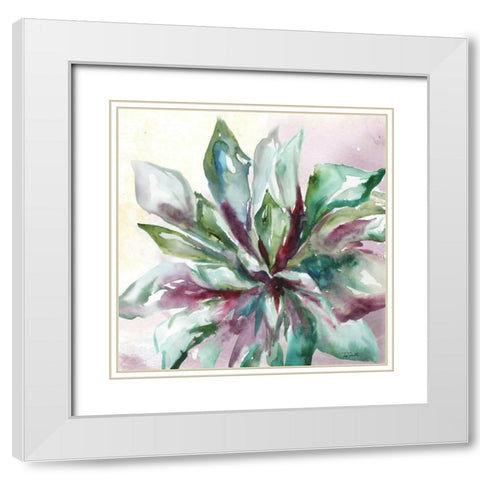 Succulent Watercolor II  White Modern Wood Framed Art Print with Double Matting by Tre Sorelle Studios