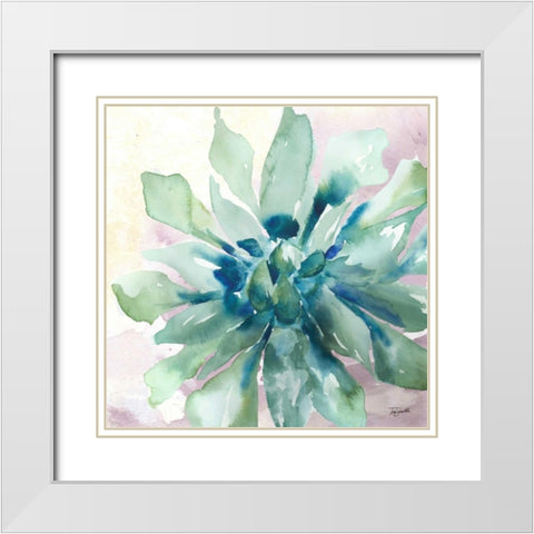 Succulent Watercolor III White Modern Wood Framed Art Print with Double Matting by Tre Sorelle Studios