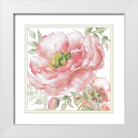 Poppy Romance I White Modern Wood Framed Art Print with Double Matting by Tre Sorelle Studios