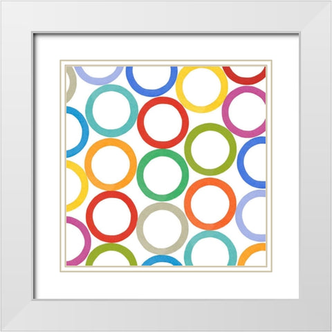 Painters Palette Multi I White Modern Wood Framed Art Print with Double Matting by Nancy Green Design