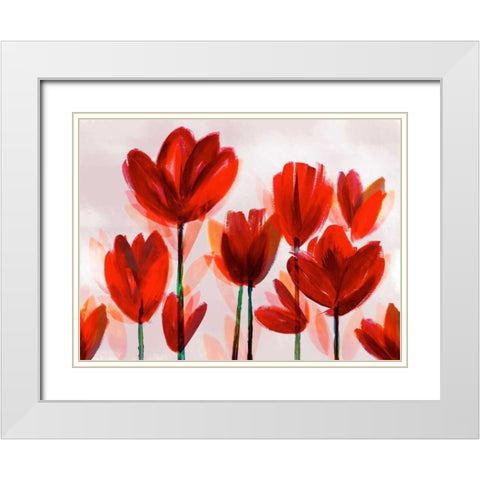 Contemporary Poppies Red White Modern Wood Framed Art Print with Double Matting by Northern Lights