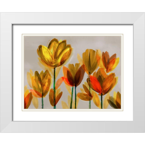 Contemporary Poppies Yellow White Modern Wood Framed Art Print with Double Matting by Northern Lights
