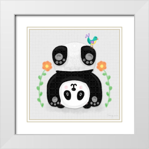 Tumbling Pandas IV White Modern Wood Framed Art Print with Double Matting by Noonday Design