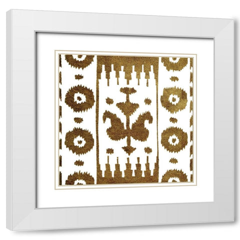 Golden Opportunity Suzani II White Modern Wood Framed Art Print with Double Matting by Nancy Green Design
