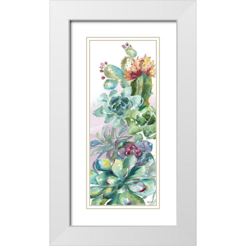 Succulent Garden Wreath Home White Modern Wood Framed Art Print with Double Matting by Tre Sorelle Studios