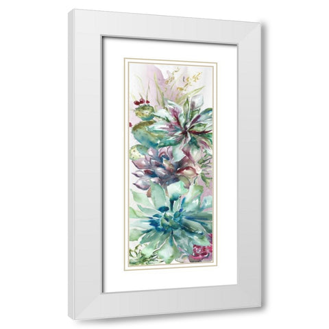 Succulent Garden Panel II White Modern Wood Framed Art Print with Double Matting by Tre Sorelle Studios