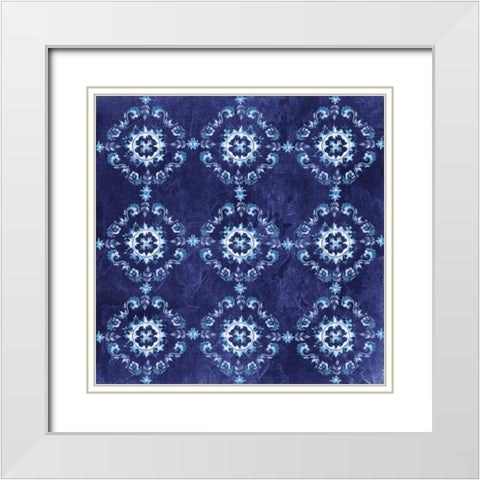 Artisan Medallions Indigo I White Modern Wood Framed Art Print with Double Matting by Tre Sorelle Studios