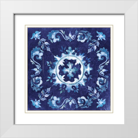 Artisan Medallions Indigo II White Modern Wood Framed Art Print with Double Matting by Tre Sorelle Studios