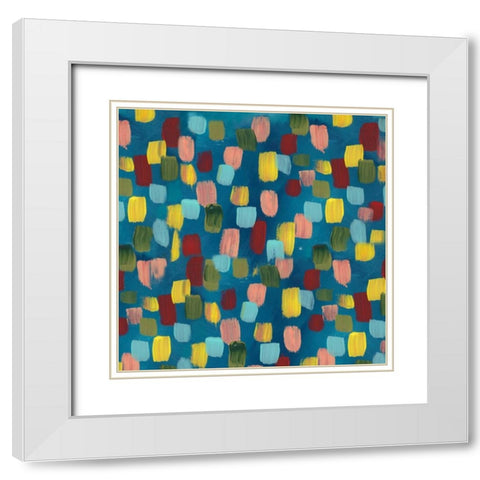 Rainbow Garden Abstract White Modern Wood Framed Art Print with Double Matting by Tre Sorelle Studios