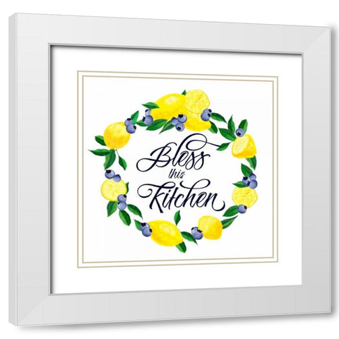 Lemon Blueberry Kitchen sign I White Modern Wood Framed Art Print with Double Matting by Noonday Design