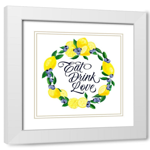 Lemon Blueberry Kitchen sign II White Modern Wood Framed Art Print with Double Matting by Noonday Design