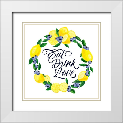 Lemon Blueberry Kitchen sign II White Modern Wood Framed Art Print with Double Matting by Noonday Design