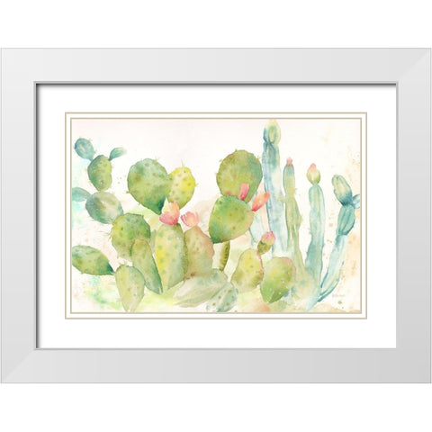 Cactus Garden Landscape White Modern Wood Framed Art Print with Double Matting by Coulter, Cynthia