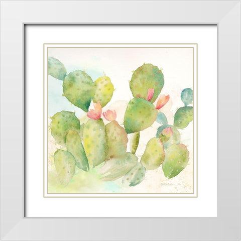 Cactus Garden I White Modern Wood Framed Art Print with Double Matting by Coulter, Cynthia