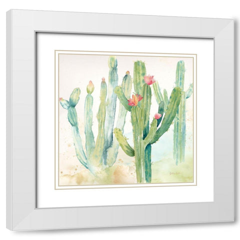 Cactus Garden II White Modern Wood Framed Art Print with Double Matting by Coulter, Cynthia