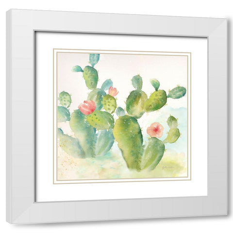 Cactus Garden III White Modern Wood Framed Art Print with Double Matting by Coulter, Cynthia
