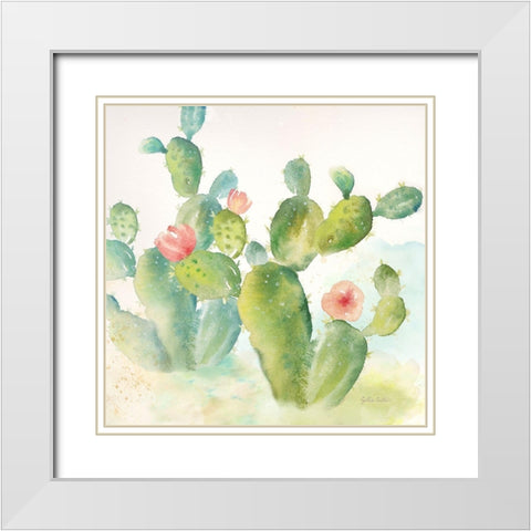 Cactus Garden III White Modern Wood Framed Art Print with Double Matting by Coulter, Cynthia