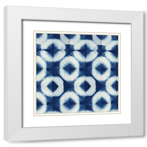 Blue Shibori III  White Modern Wood Framed Art Print with Double Matting by Green, Nancy
