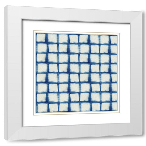 Blue Shibori IV White Modern Wood Framed Art Print with Double Matting by Green, Nancy