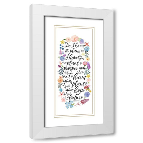 Floral Bible Verse Panel I White Modern Wood Framed Art Print with Double Matting by Noonday Design