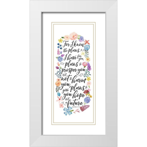 Floral Bible Verse Panel I White Modern Wood Framed Art Print with Double Matting by Noonday Design