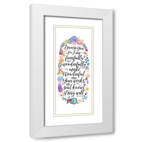 Floral Bible Verse Panel II White Modern Wood Framed Art Print with Double Matting by Noonday Design
