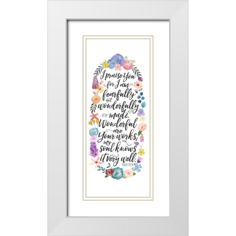 Floral Bible Verse Panel II White Modern Wood Framed Art Print with Double Matting by Noonday Design