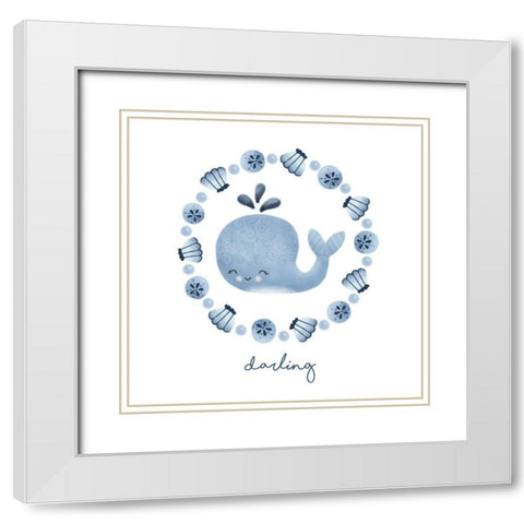 Ocean Friends IV White Modern Wood Framed Art Print with Double Matting by Noonday Design
