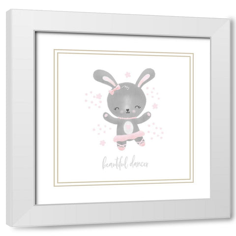 Ballerina Bunny I White Modern Wood Framed Art Print with Double Matting by Noonday Design