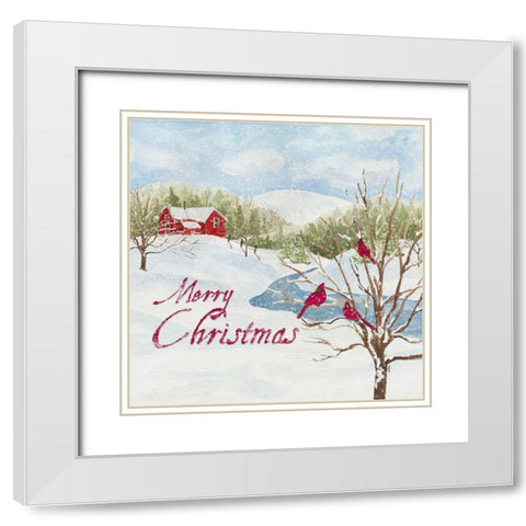 Christmas in the Country IV Merry Christmas White Modern Wood Framed Art Print with Double Matting by Reed, Tara