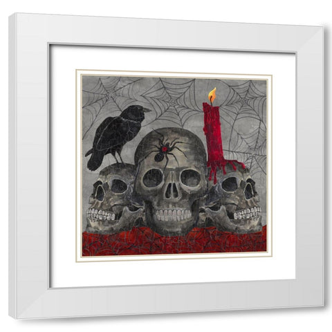 Something Wicked 3 Skulls White Modern Wood Framed Art Print with Double Matting by Reed, Tara