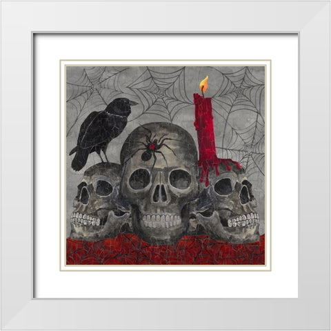 Something Wicked 3 Skulls White Modern Wood Framed Art Print with Double Matting by Reed, Tara