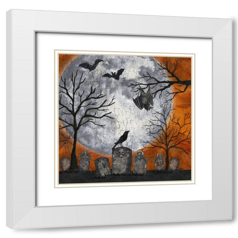 Something Wicked Graveyard I Hanging Bat White Modern Wood Framed Art Print with Double Matting by Reed, Tara