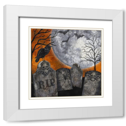 Something Wicked Graveyard II RIP White Modern Wood Framed Art Print with Double Matting by Reed, Tara