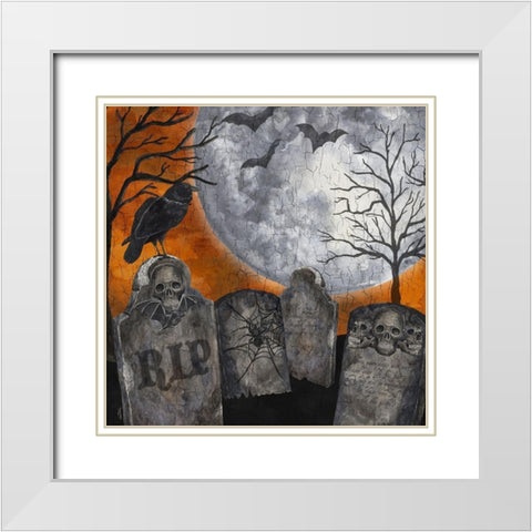 Something Wicked Graveyard II RIP White Modern Wood Framed Art Print with Double Matting by Reed, Tara