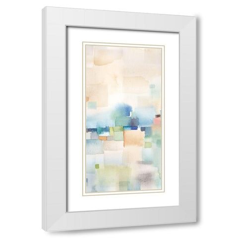 Teal Abstract Panel II White Modern Wood Framed Art Print with Double Matting by Coulter, Cynthia