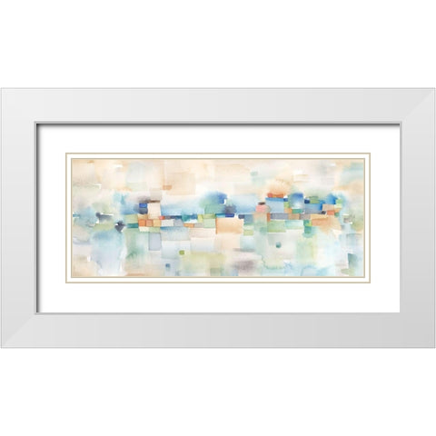 Teal Abstract Horizontal White Modern Wood Framed Art Print with Double Matting by Coulter, Cynthia