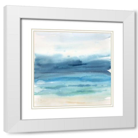 Indigo Seascape I White Modern Wood Framed Art Print with Double Matting by Coulter, Cynthia