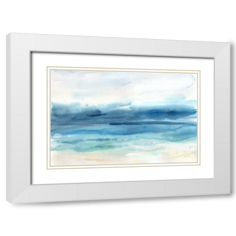 Indigo Seascape Landscape White Modern Wood Framed Art Print with Double Matting by Coulter, Cynthia