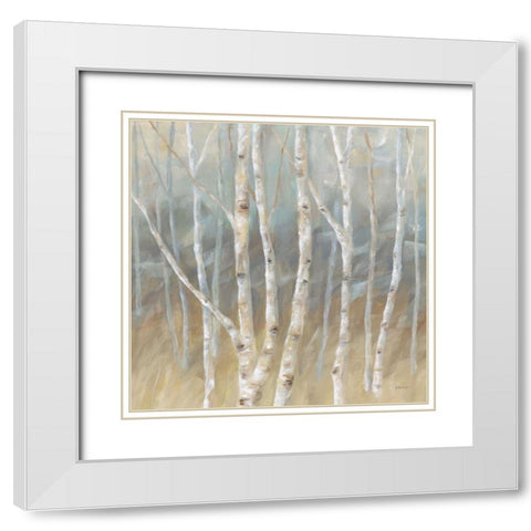 Silver Birch Square White Modern Wood Framed Art Print with Double Matting by Coulter, Cynthia
