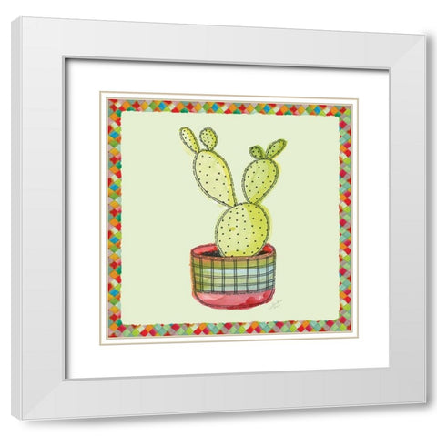 Rainbow Cactus IV White Modern Wood Framed Art Print with Double Matting by Cusson, Marie Elaine