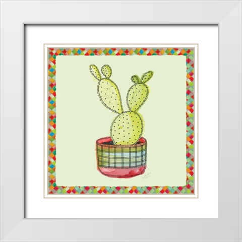 Rainbow Cactus IV White Modern Wood Framed Art Print with Double Matting by Cusson, Marie Elaine