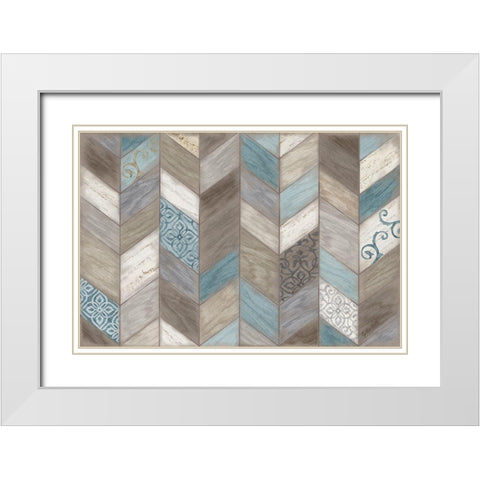 Rustic Chevron Neutral White Modern Wood Framed Art Print with Double Matting by Coulter, Cynthia