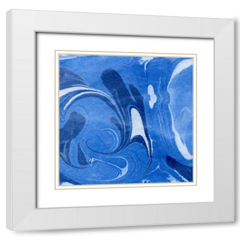 Blue Marble Quad I White Modern Wood Framed Art Print with Double Matting by Green, Nancy