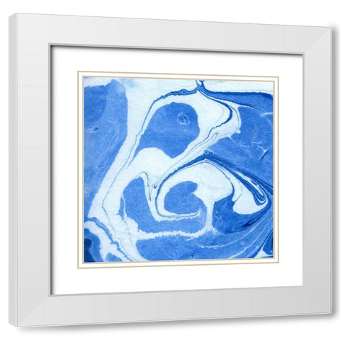 Blue Marble Quad II White Modern Wood Framed Art Print with Double Matting by Green, Nancy