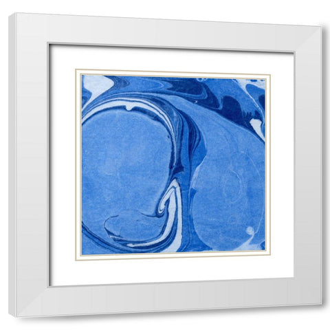 Blue Marble Quad III White Modern Wood Framed Art Print with Double Matting by Green, Nancy