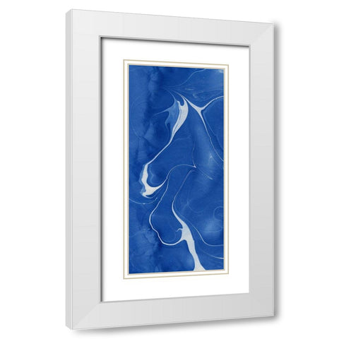 Blue Marble Panel Trio I White Modern Wood Framed Art Print with Double Matting by Green, Nancy