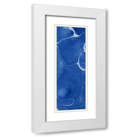 Blue Marble Panel Trio II White Modern Wood Framed Art Print with Double Matting by Green, Nancy