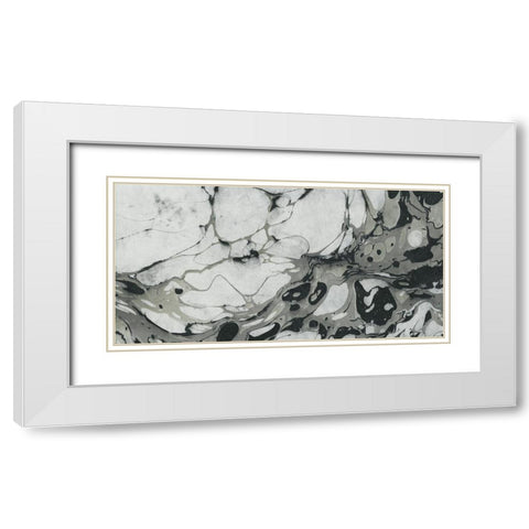 Black and White Marble Panel Trio I White Modern Wood Framed Art Print with Double Matting by Green, Nancy