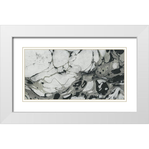 Black and White Marble Panel Trio I White Modern Wood Framed Art Print with Double Matting by Green, Nancy